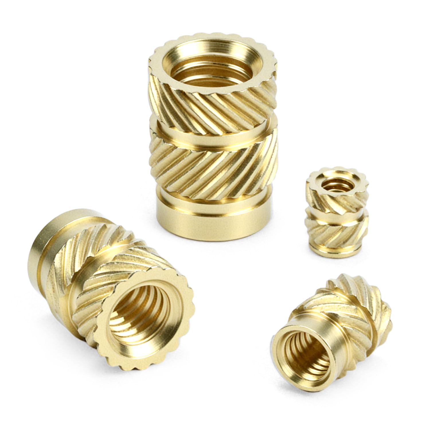 QWORK® 500pcs Assorted Brass Threaded Inserts - M2/M3/M4/M5 Hand Nuts for 3D Printing and Plastic Parts, Gold, M2, M3, M4, M5 - Image 3