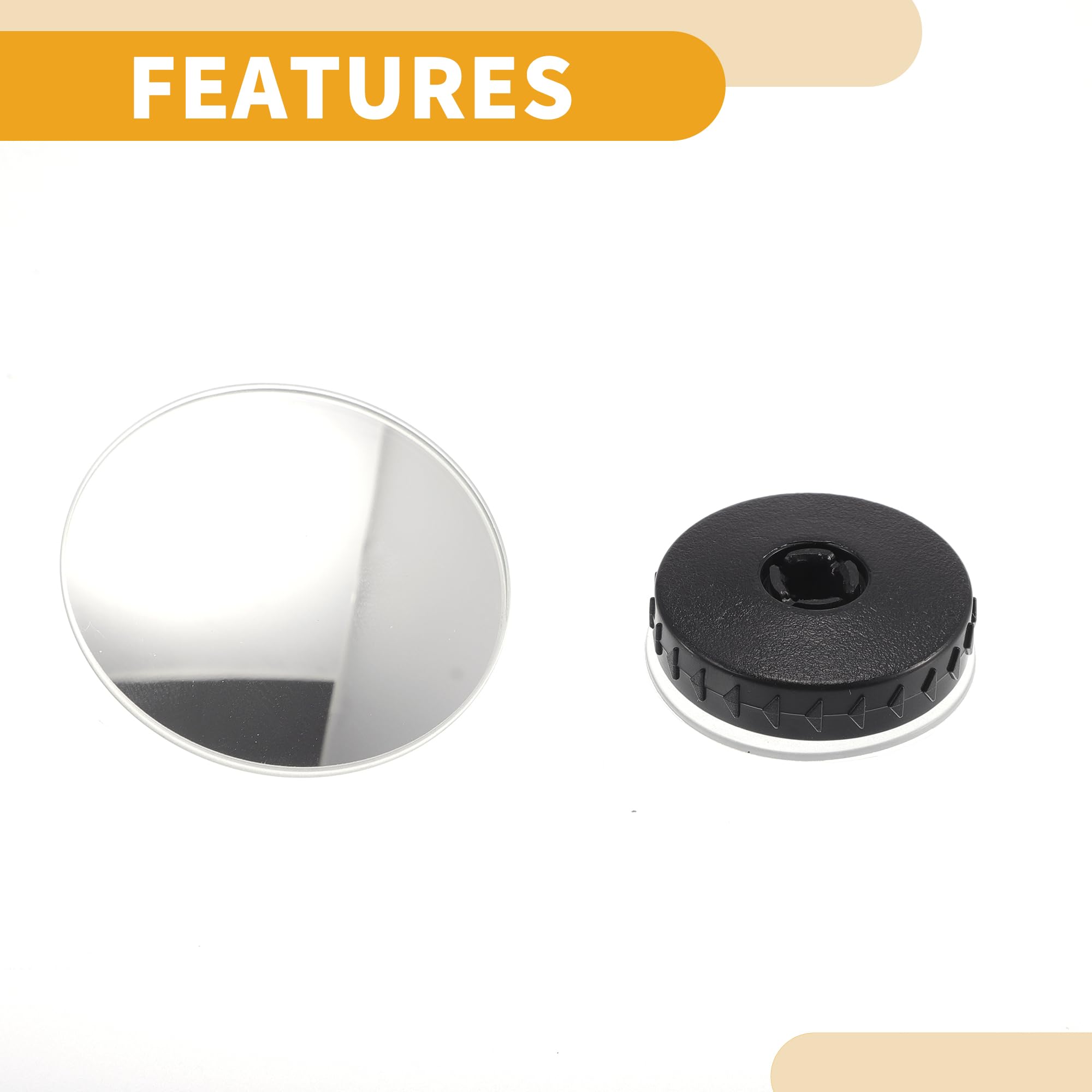 Partuto 1 Pair Universal Blind Spot Car Mirrors - Car - Glass Black, White, 1.38"x0.43" - Image 3
