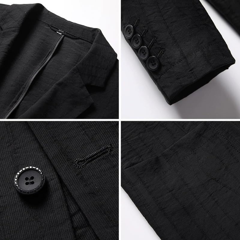 Men's Striped Casual Korean Style Slim Fit Suit Jacket Lightweight Lapel Two Button Sport Coat3