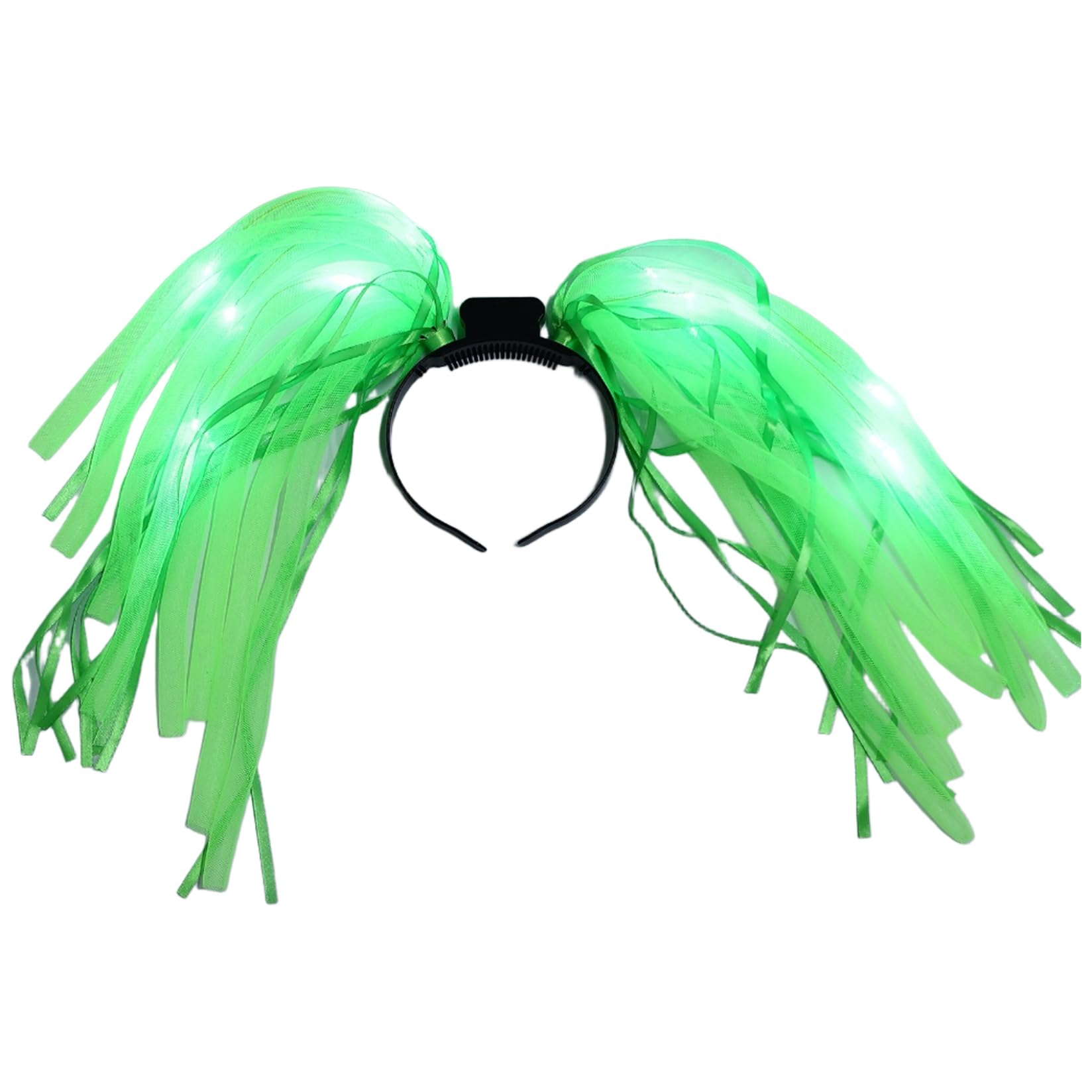 Runhomal Adults Led Light Up Noodle Headband Flash Rave Hair Hoop For Halloween Christmas Nightclub Party Green One Size