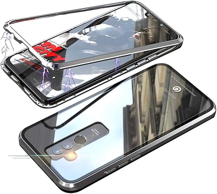 Jonwelsy Funda Huawei Mate 20 Lite (6,3 Pulgada), Fuerte Tecnolog?a de Adsorci?n Magn?tica Metal Bumper, Cubierta Trasera de Transparente Vidrio Templado Ultra Delgado Case Cover (Plata)