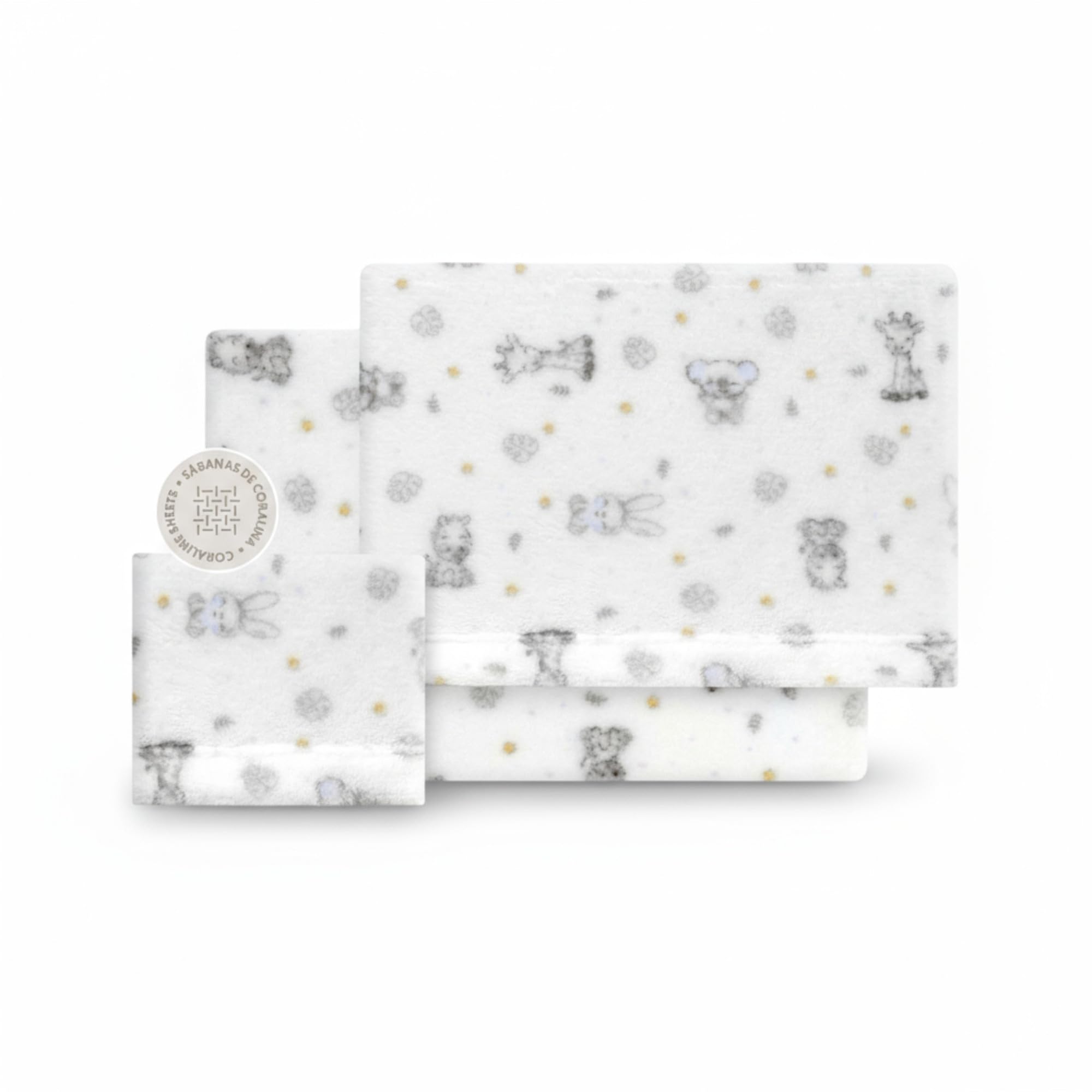 variouss Interbaby - Juego de Sabana Coralina, Tríptico Coralina para Bebé (Azul Animalito, Minicuna 50x80 cm)