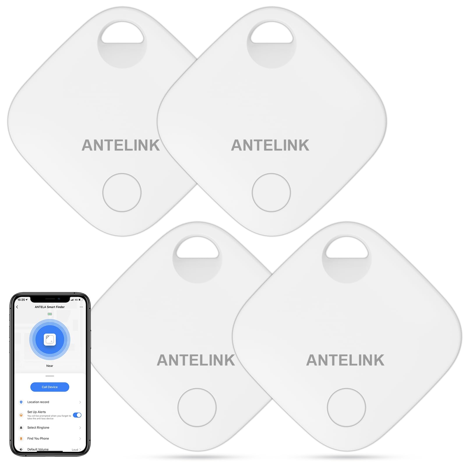 Smart Tracker Tag, Tracker GPS intelligent, compatible avec iOS, application Tuya gratuite, pour clés, bagages, valises, batterie remplaçable, 4 pièces