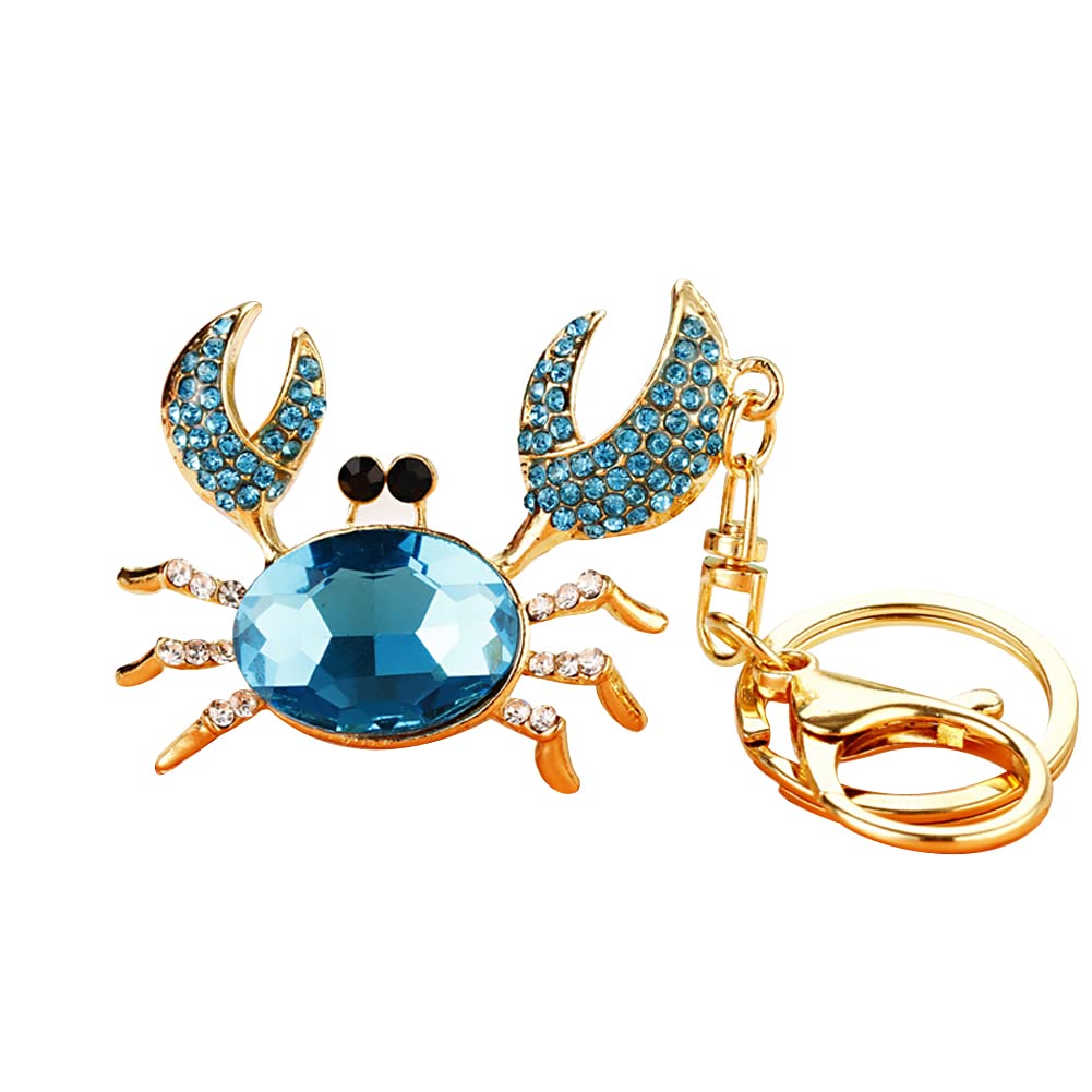 Bling Keychain Crystal Crab Key Chain Sparkling Rhinestone Keychain Fashion Bag Charm Ornament for Handbag Wallet Backpack