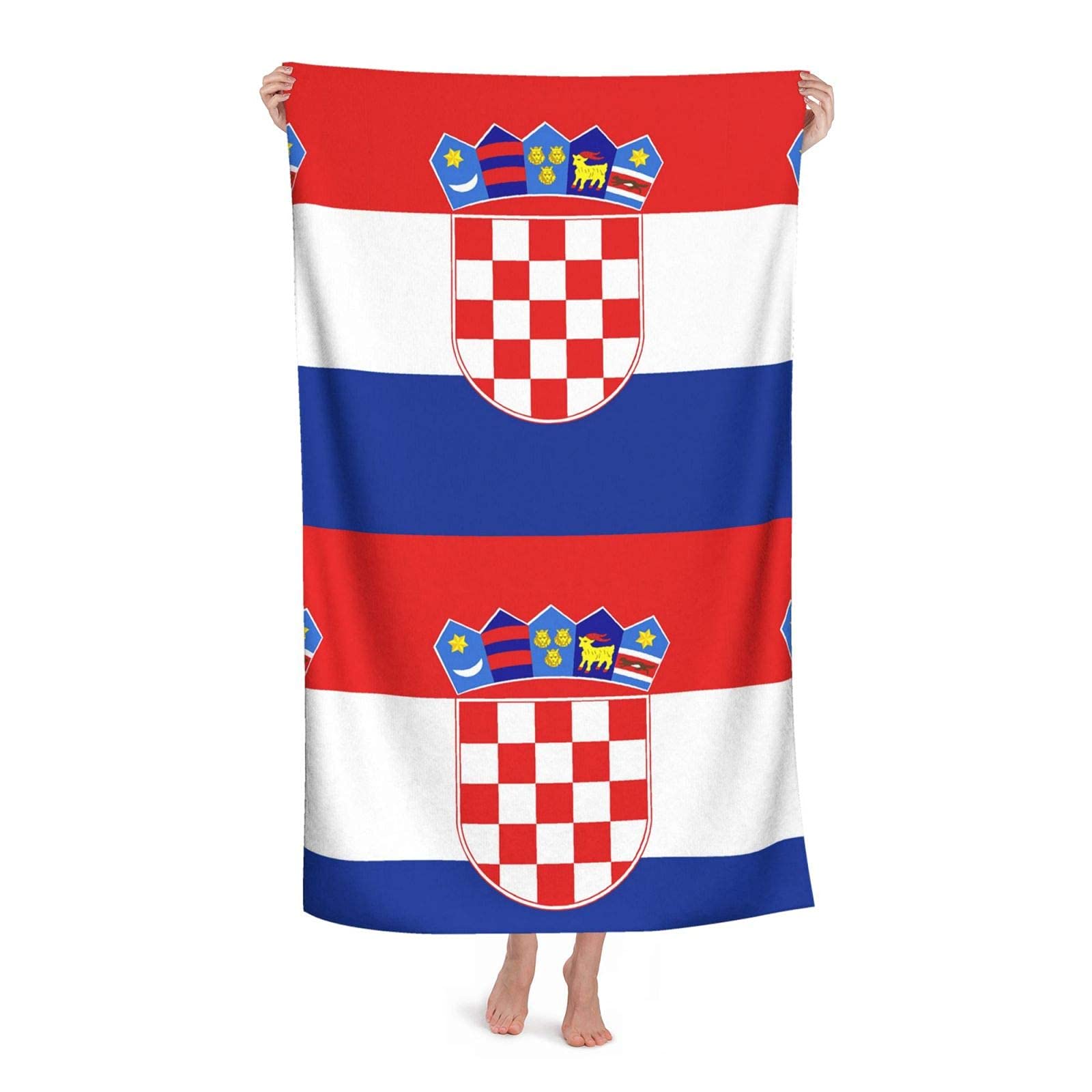 LSRCPD Beach Towel Croatian Flag Microfiber Large Bath Towel for Adults Absorbent Quick Dry Beach Blanket 80X130CM