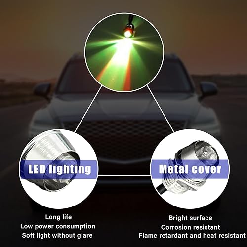 Miniatura 9 de 4 luces LED piloto, indicador de señal LED impermeable de 12 V con montaje en panel de 0.315 in, lámpara direccional de bombilla piloto automático,