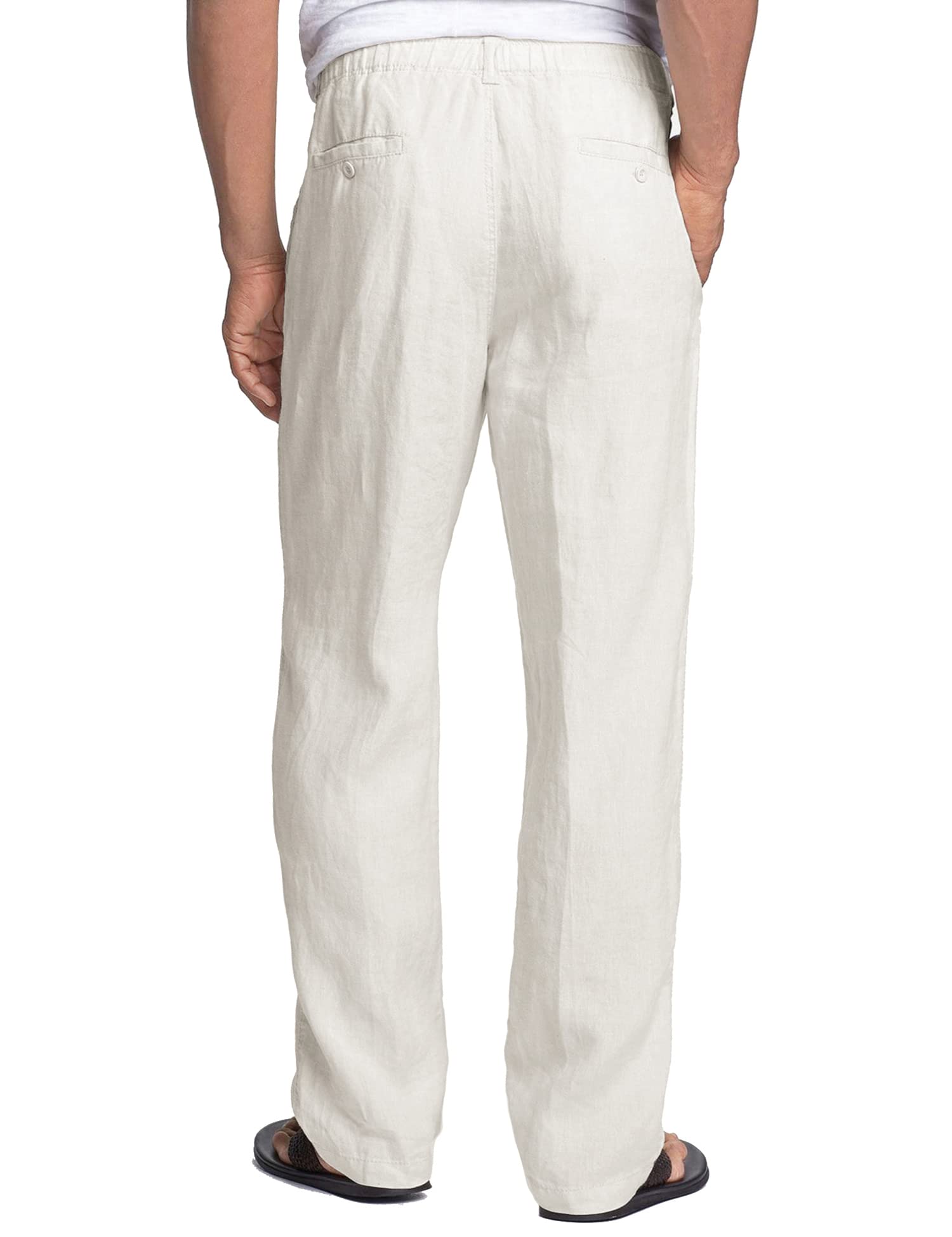 COOFANDY Pantaloni Uomo Lunghi Lino Pantalone Estivi Leggeri Pantaloni Spiaggia Yoga Pantalone Elastico Vita