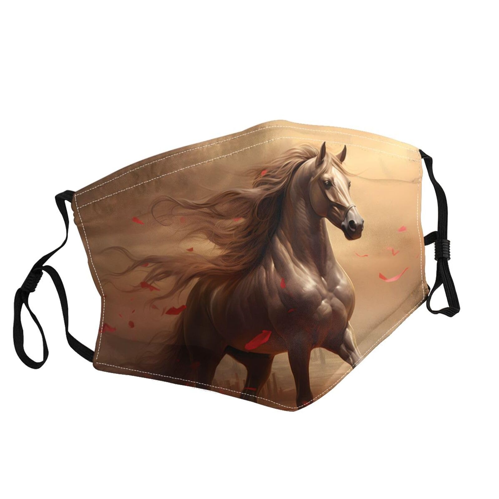 YYHWHJDE Adult Masks Washable 5 PCS Soft breathable Suitable for camping, running, traveling daily use Horse and rose Picture