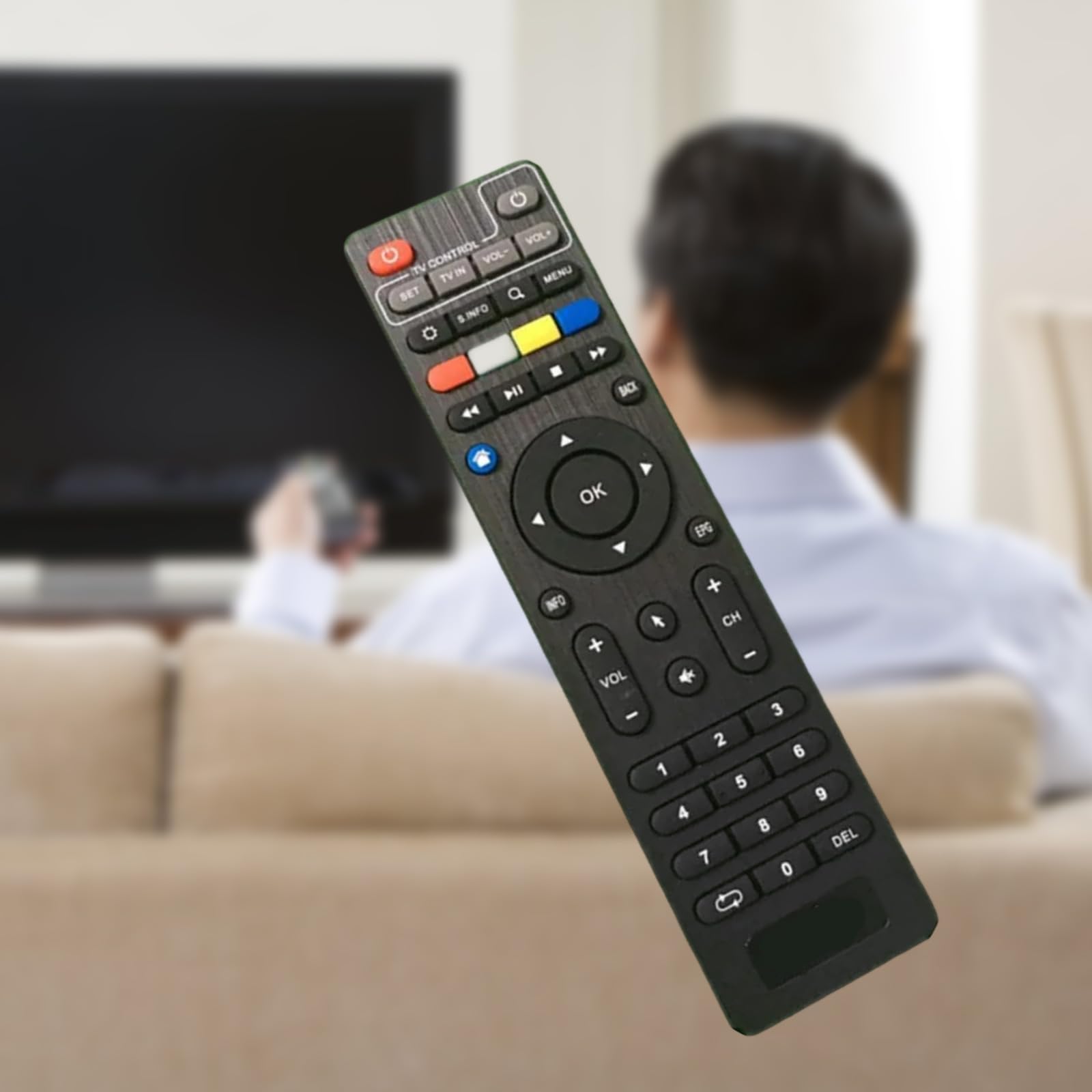 Controlador de TV amigable con la familia, con textura, ergonómico, universal, diseño de cobertura de señales para varios modelos, control remoto ergonómico de televisores