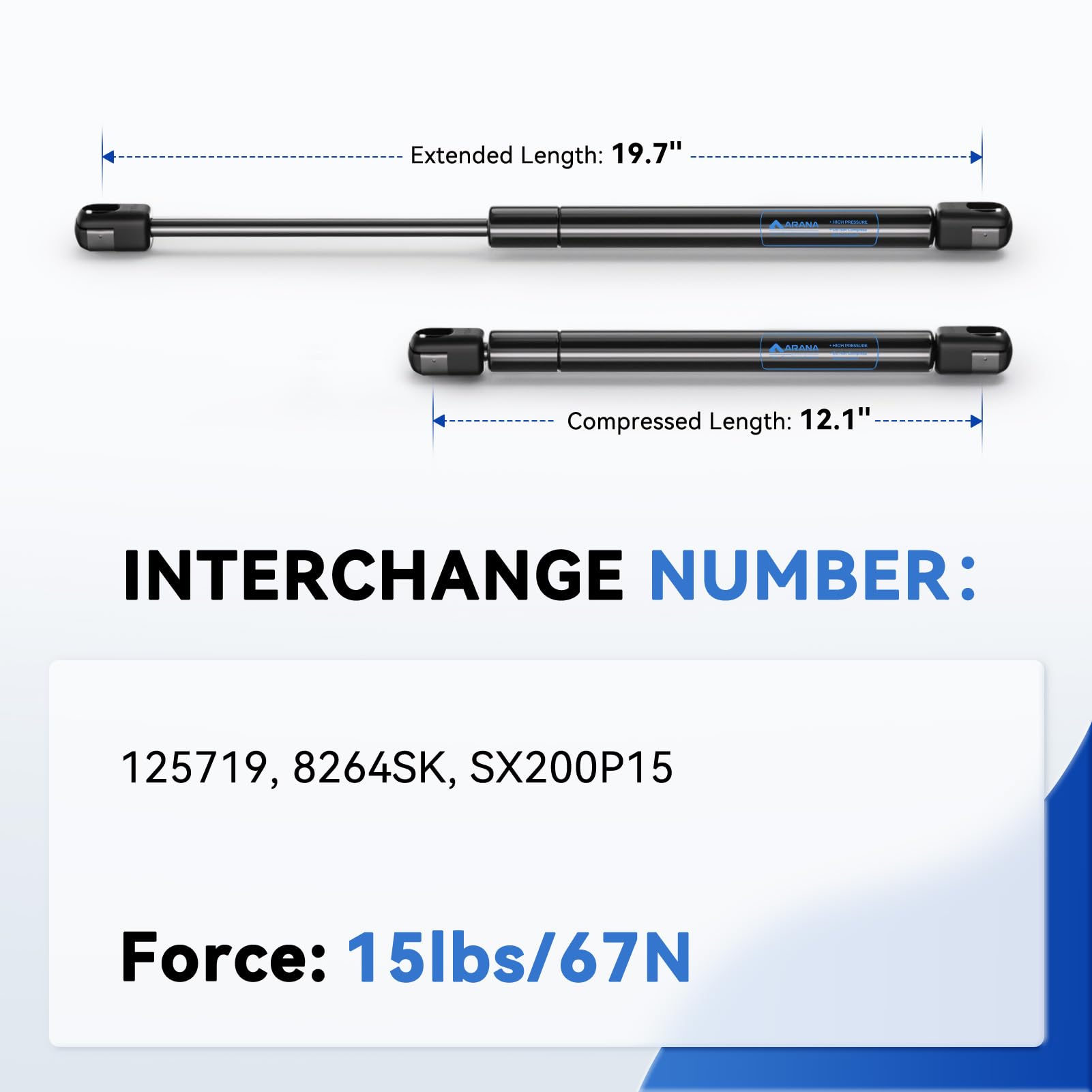 Amazon.com: ARANA Gas Struts 20 inch 15 Lbs, SX200P1-11-DC