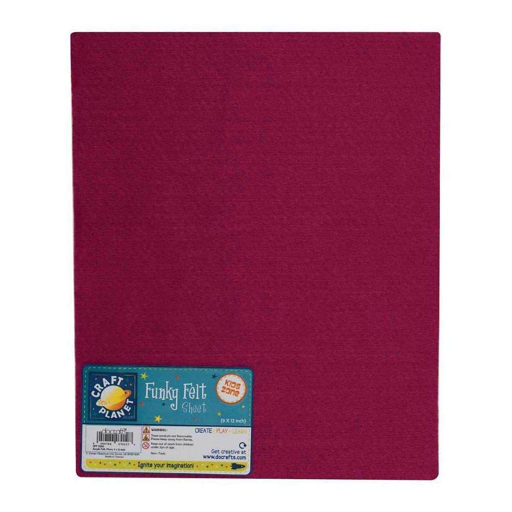 Craft Planet 9 x 12" Acrylic Felt, Plum, Coloured Square Sheets, Crafting Fabric, Stick with Glue Adhesive Pritt Sticks, for Sewing, Patchwork, Crafts