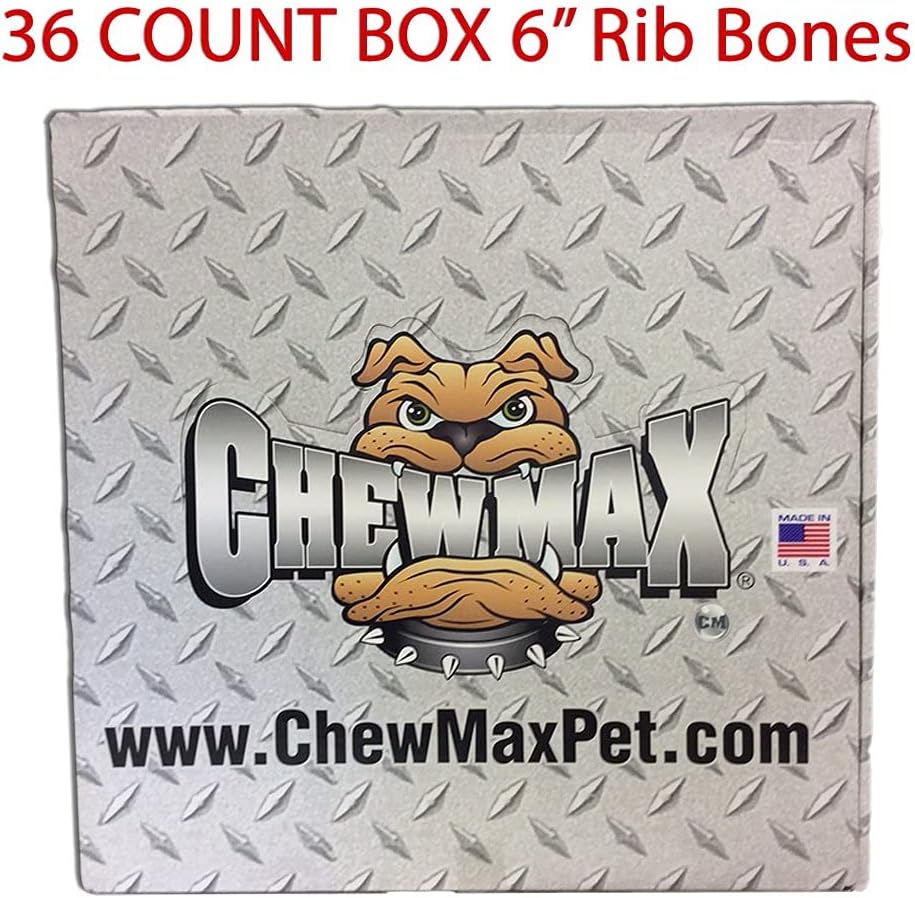 Roasted Rib Bones 36 Count of 6 Inch 100% Natural Roasted Rib Bones Made in the USA