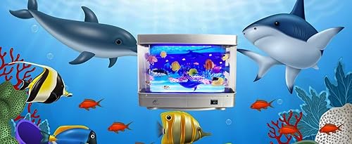 Miniatura 8 de Lightahead Peces tropicales artificiales, delfín, acuario, lámpara decorativa, océano virtual en movimiento (vida marina B)