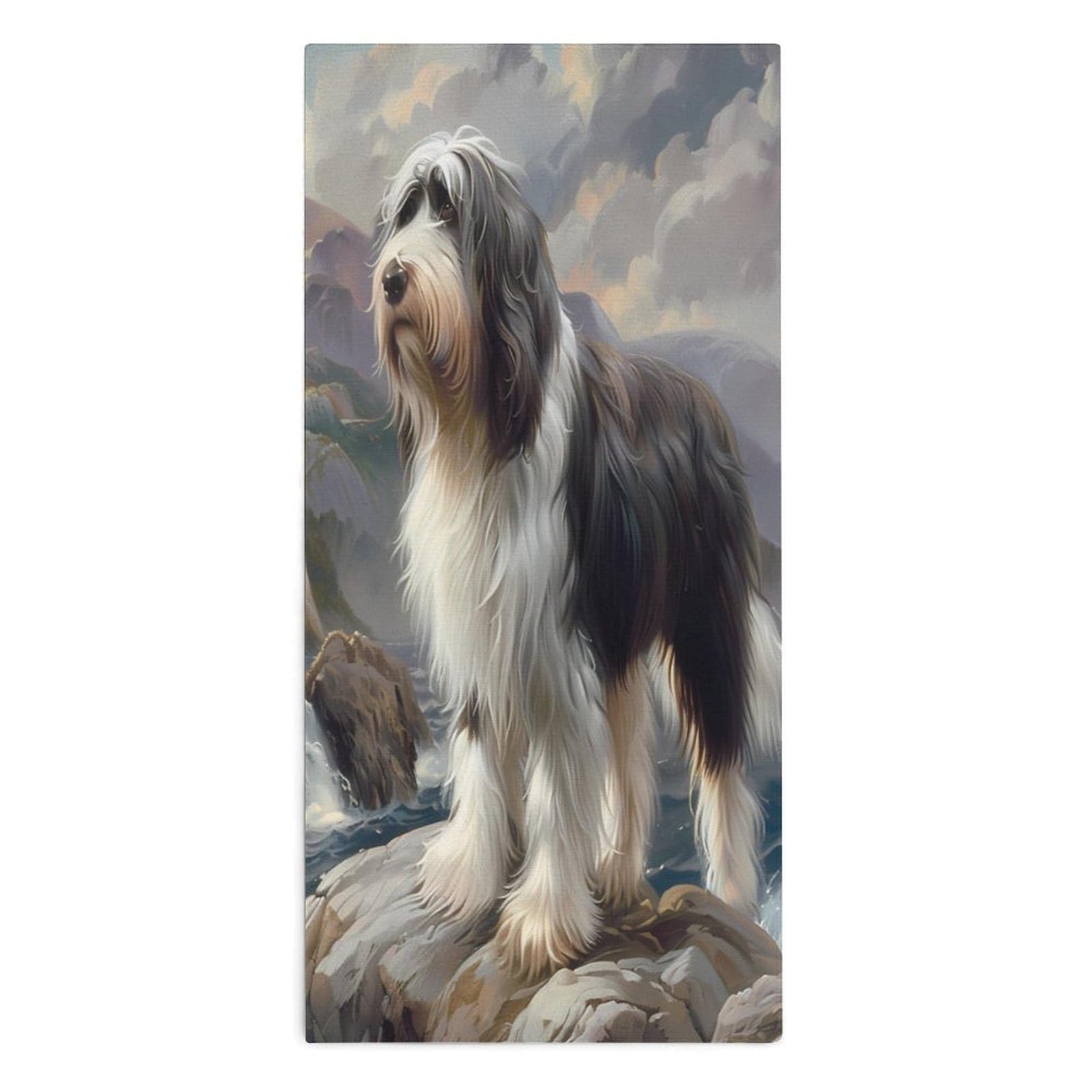 TXFBTRFSA Bearded Collie Hand Towels for Adult Face Towel Bath Beach Swim Accessories