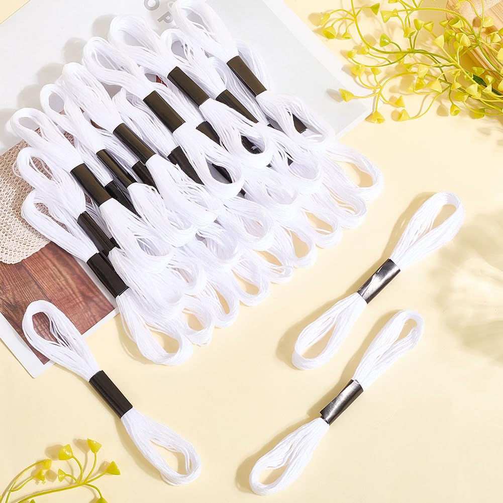 105 iarda 12 matasse di Filo da Ricamo Bianco per Punto Croce Filo di Poliestere colonneto Dells'Amicizia 6 Capi Morbido Filo Ricamato per Cucire Realizzare Braccialetti Vestiti Decorazioni