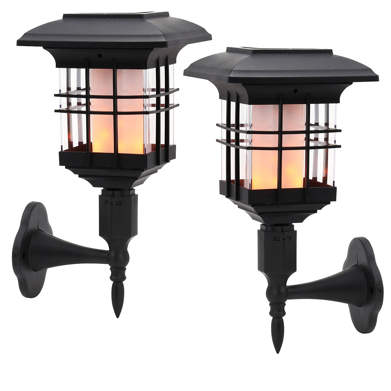 Taylor & Brown Solar Wall Lights, 2 Pack 51 LED Torch with Flickering Flame Waterproof Outdoor Solar Lantern Lamp for Garden, Landscape, Halloween Pathway, Patio, Balcony Deck Yard