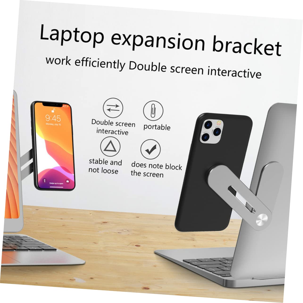 Happyyami Side Mount Magnetic Phone Holder Foldable Clip for Laptop Monitor Compact Design for Compatible Flat Monitors Silver Finish