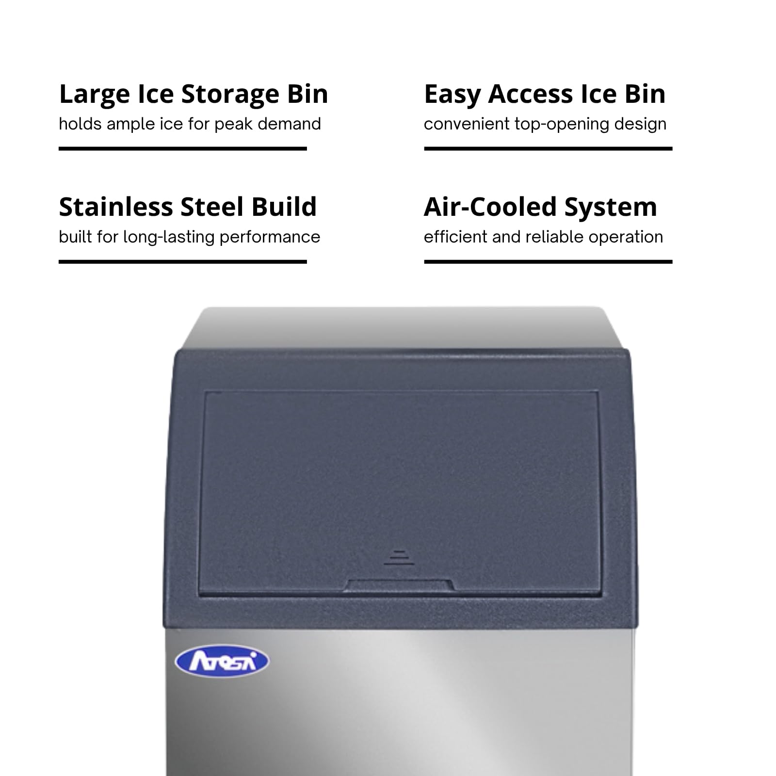 Atosa Yr280-Ap-161 Commercial Kitchen Ice Maker Machine Production Capacity Up To 283-Lb/24 Hours, 88 Lb Storage Bin on Fridge.com - View 5