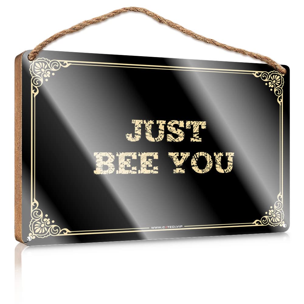 MAHQPZXSF Farmhouse Bathroom Sign Just Bee You Wooden Sign Bathroom Signs Funny Front Porch Decor Ideas(15X28CM)