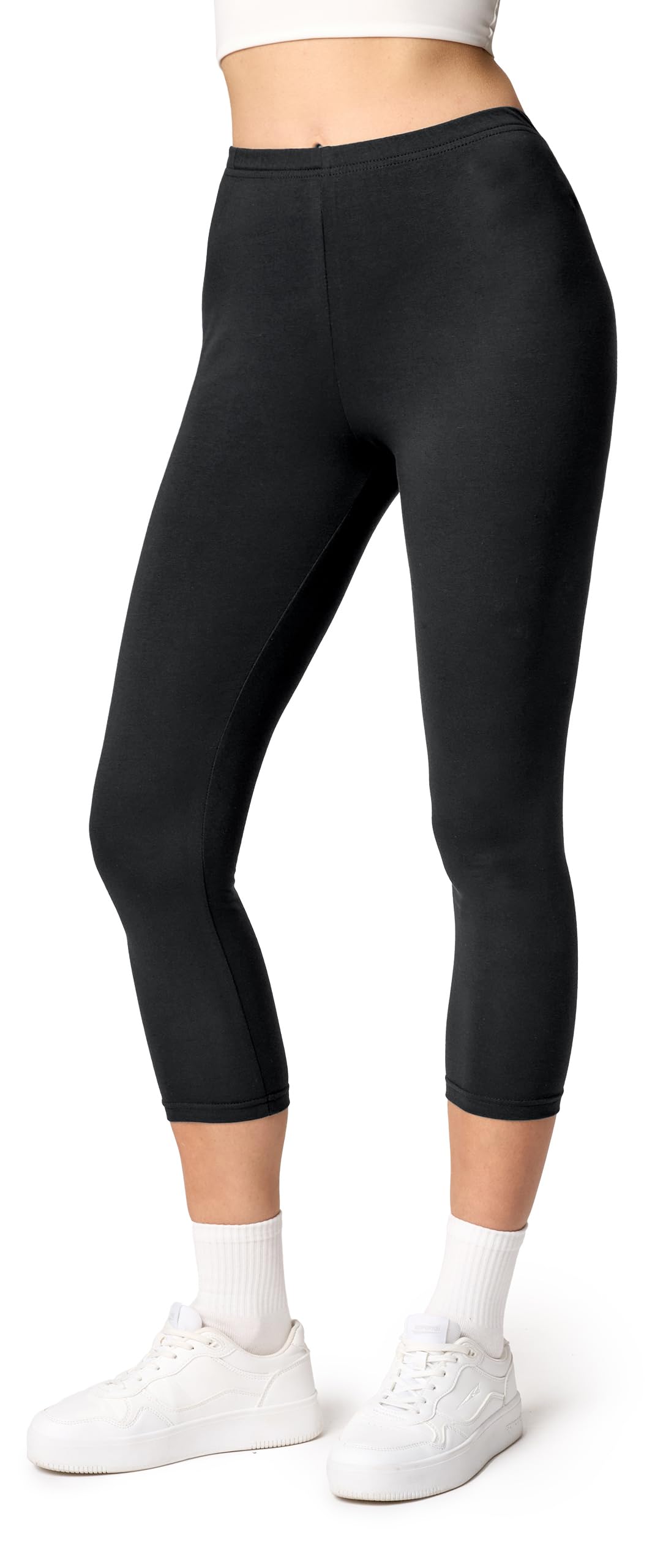 Ladeheid Leggings Damen 3/4 Baumwolle bequem und atmungsaktiv Capri Leggings Damen für Sommer LA40-132