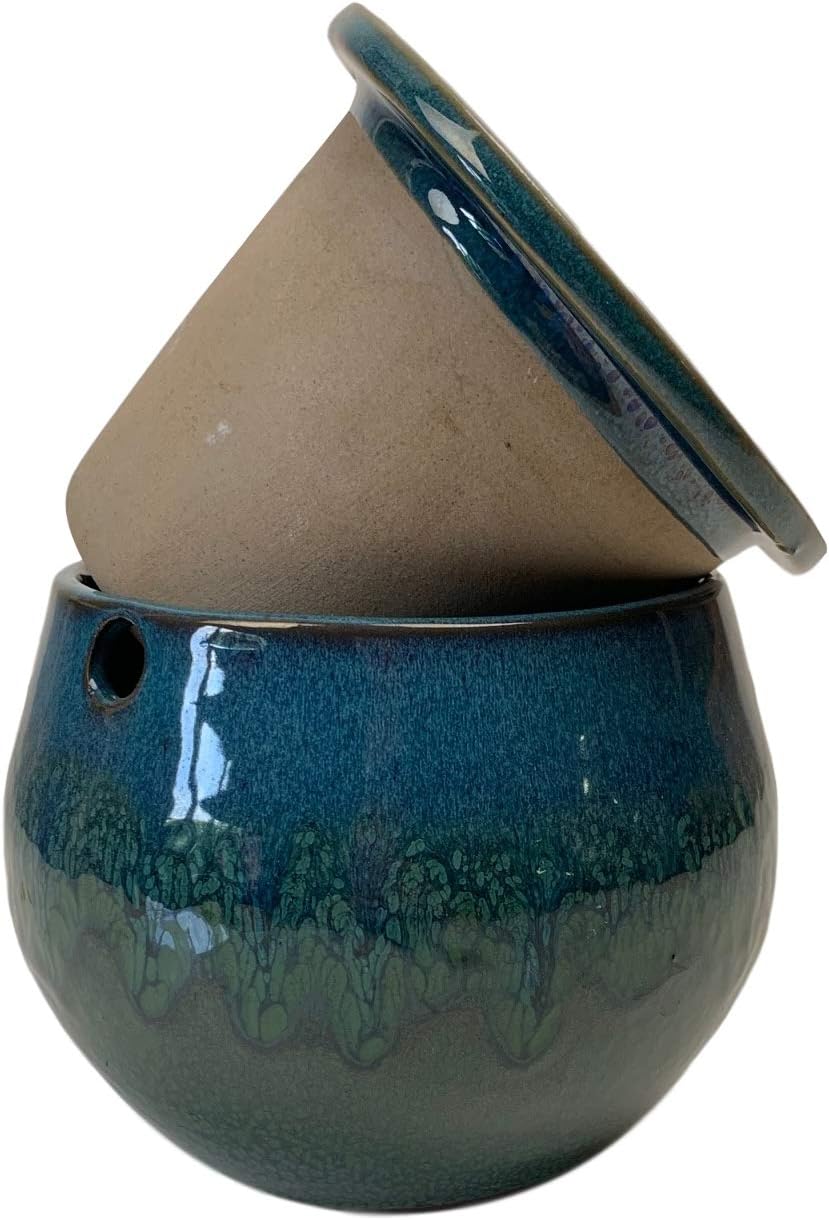rePotme 6 inch Self Watering Teardrop Plant Pot (Teal Ocean)