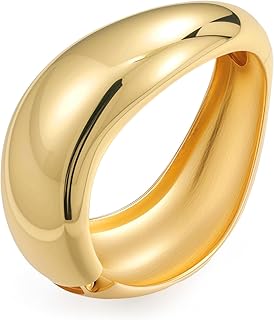 Yowivon Gold Bangles Bracelet for Women, Irregular Chunky Gold Bracelet Teardrop Wave Twisted Hinged Open Bangle Bracelets, Non Tarnish 18K Gold Plated Thick Cuff Bracelets Trendy Jewelry Gifts