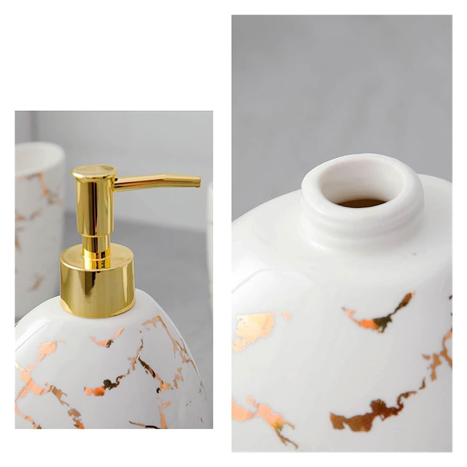 Dispensador de jabón de cerámica, botella de loción recargable, dispensador de jabón, juego de dispensador de jabón, baño de cerámica, juego de seis piezas, decoración ligera, juego de lavado, bomba d