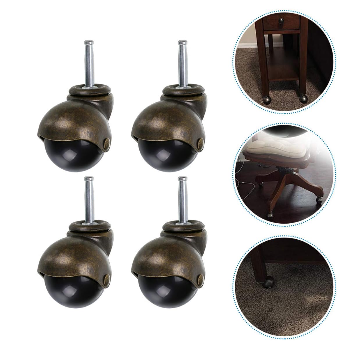 4pcs 2-cal Obrotowy Meble Koła do Biuro i Dom, łatwy w montażu Stabilny Kółka jezdne Wykonany Żelazo i Pp, odpowiedni do Desks i Krzesła, Brak Trop Płaski Bottom Konstrukcja