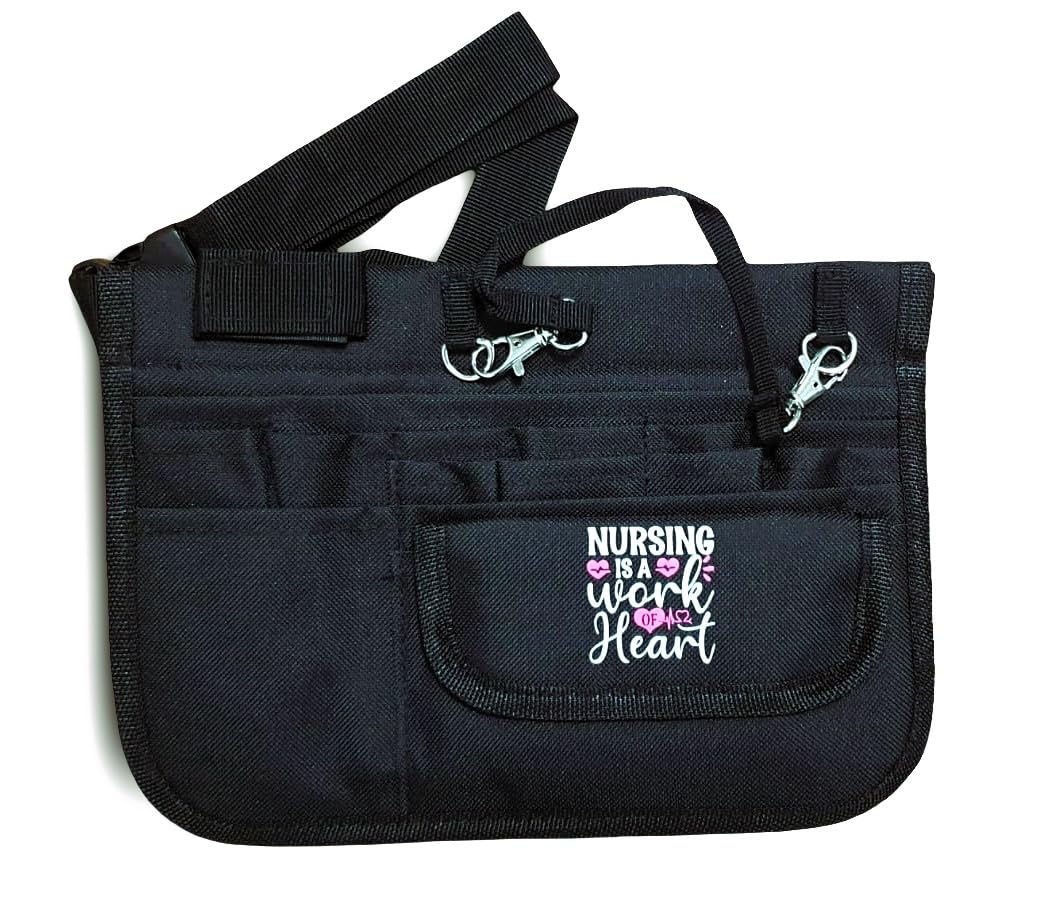 XtraHardy Nurse Organizer Belt Fanny Pack 13-Pocket Waist Bag for Scissors Care Kit Tool Bum Bag Unisex Nurse Apron Hip Purse for Medical Scissors Care Kit Tool (Black)