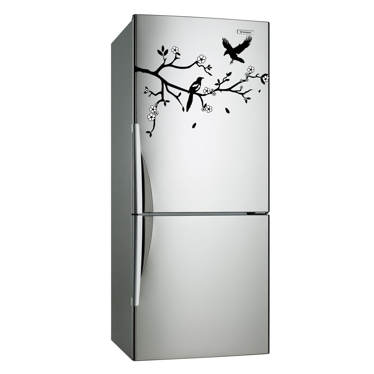 (99,06 cm x 76,2 cm) de vinilo adhesivo decorativo para pared con diseño de ramas y hojas, y pájaros de diseño de flores blancas/dos colores lámina de decoración de vinilo / + de tela de vinilo al azar sin regalo!