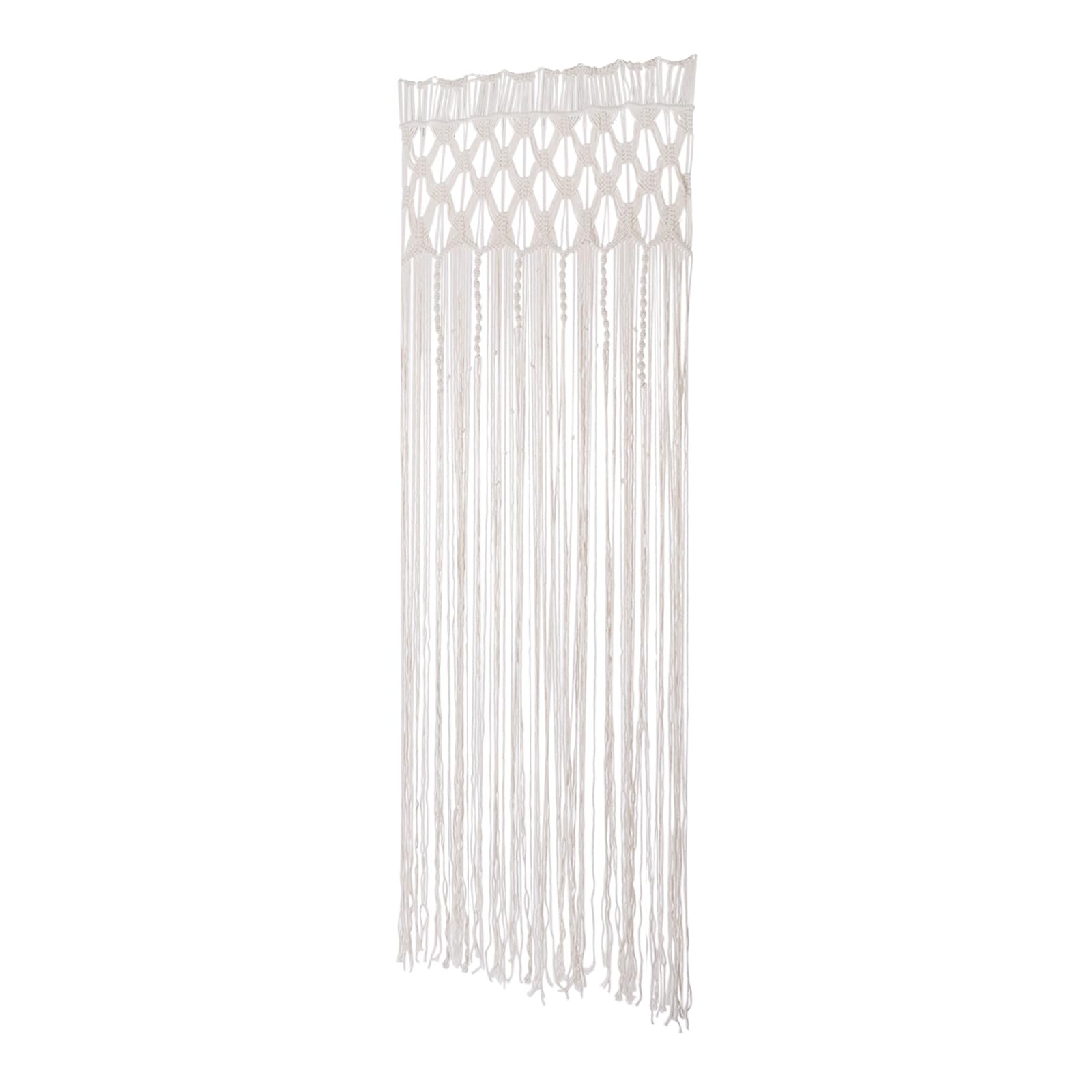 Rideau en macramé, 203 x 74 cm, rideau de porte bohème, rideau de fenêtre pour rideau décoratif et séparateur de pièce (beige)