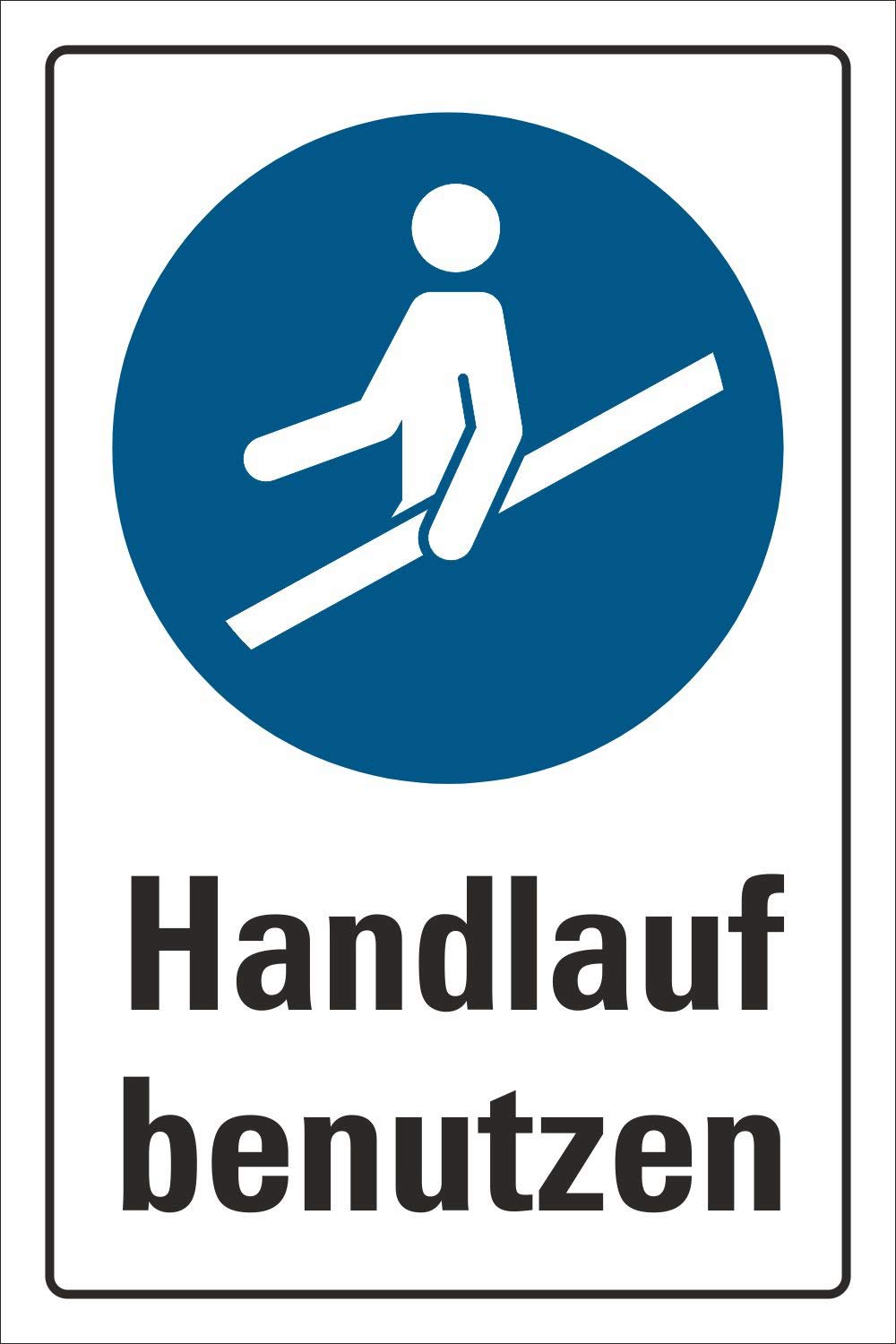 Schild Handlauf benutzen Gebotszeichen DIN ISO 7010 600 x 400 mm