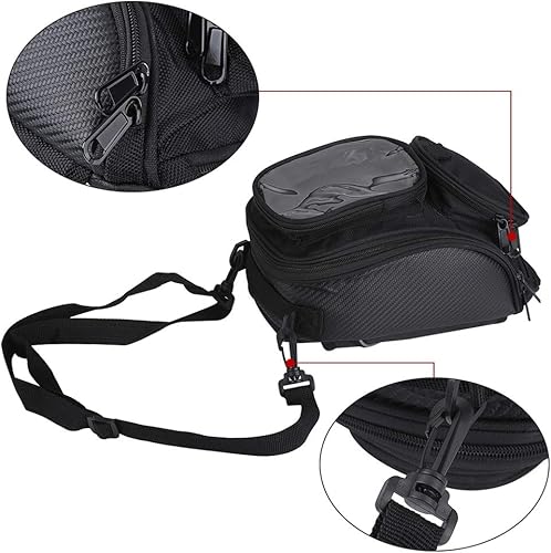 Miniatura 7 de Aramox Bolsa de motocicleta, negro universal motocicleta motocicleta montar fuerte aceite magnético combustible bolsa superior transparente, Popular