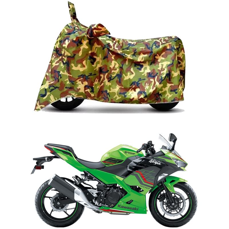 Image of Waterproof 100% PVC Coated Full Bike Scooty Two Wheeler Body Cover Compatible for KawasaNinja 400 /UV-Rays /Heat Protection /Birds Dropping /Scratchproof /Dust Proof s[6X6 Jungle Print]