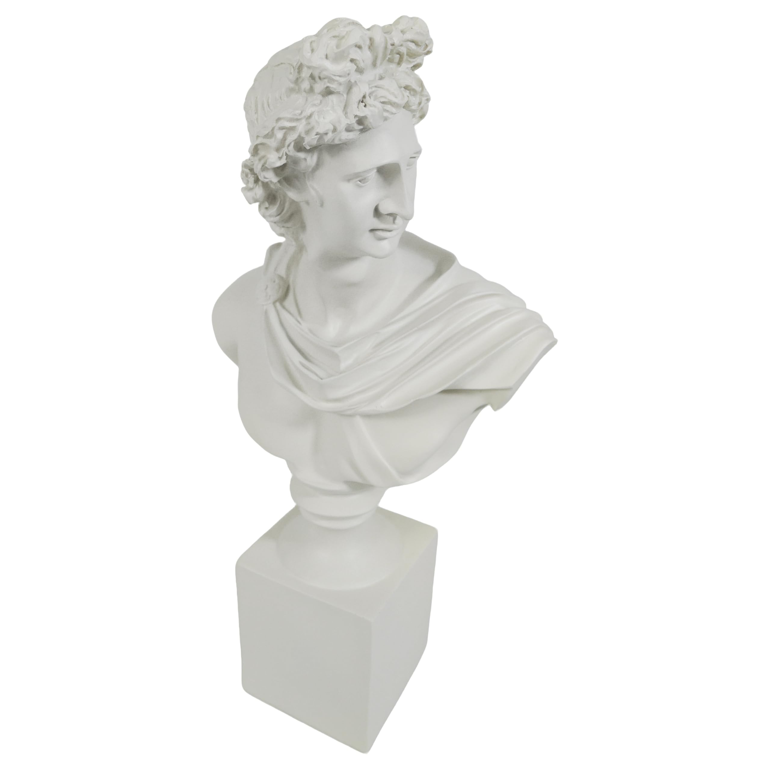 Greek The Belvedere Apollo Bust Statue, 14'' Tall Pythian Apollo Sculpture, The Apollo Belvedere Statuette for Shelves Mantels Consoles