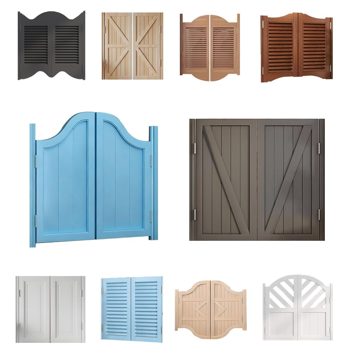 Saloon Doors, Wooden Dutch Door for Kitchen or Bar, Double Swinging Door with Hinges, Auto Close, Western Style Cafe Doors for Home Business