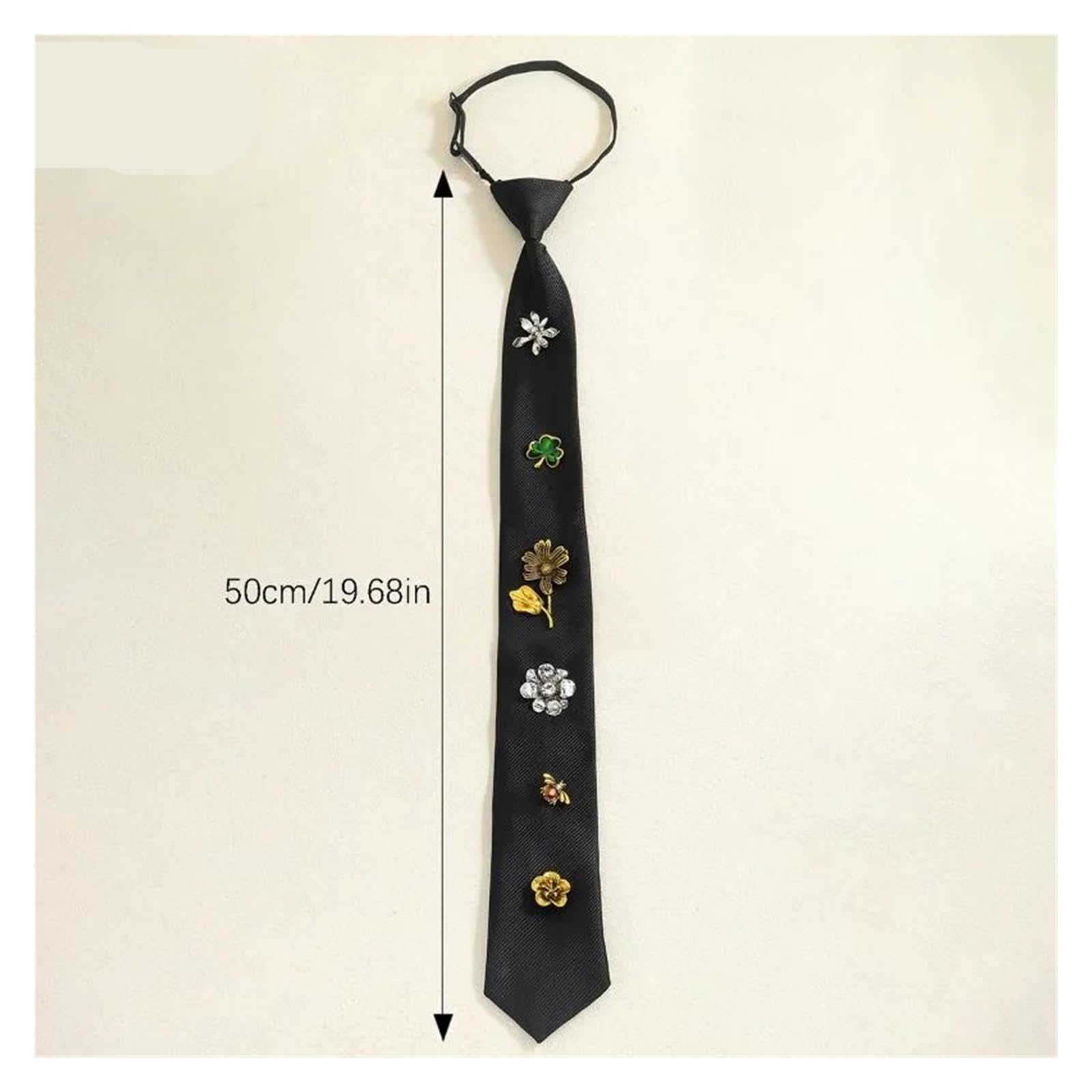 Glitzer Strass-Krawatte Schwarze Blumenkrawatte aus Stoff