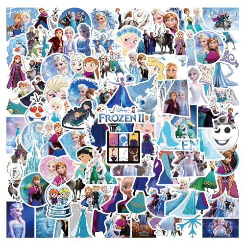 100pcs Cute Frozen Stickers for Girls Cool Princess Waterproof Vinyl Sticker s for Water Bottle Laptop Scrapbook Skateboard Adults Teens Kids Snow Queen Gift Decals Party Supplies