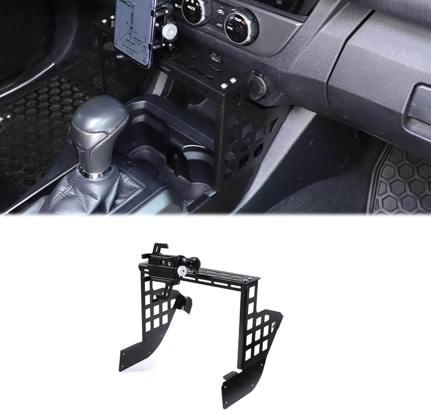 Car Interior Center Console Modular Storage Panel for Toyota Tacoma 2016 2017 2018 2019 2020 2021 2022 2023 Mobile Phone Based Walkie Bracket Aluminum