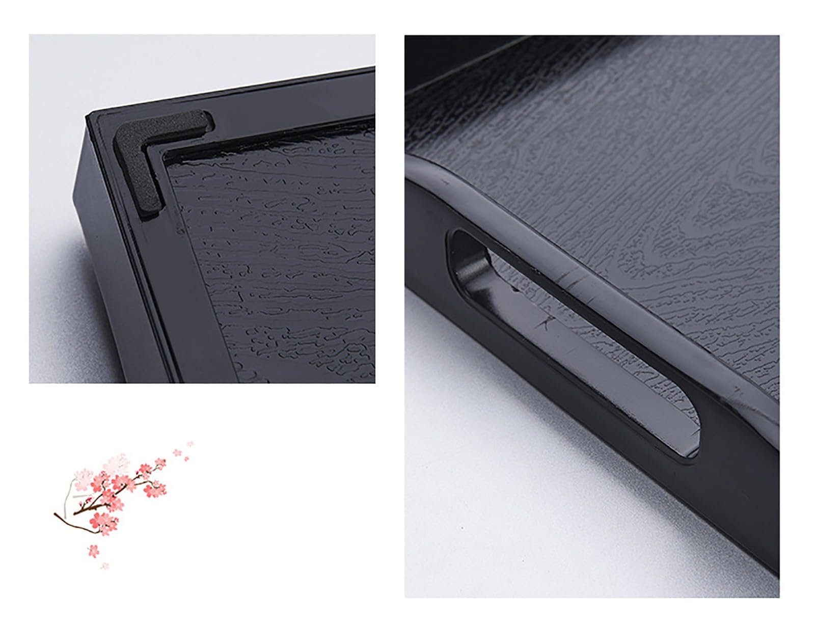 ROMOZ 2 PCS ABS Serving Tray with Handles, Home Decorative ABS Rectangle Platter Vanity Tray for Breakfast Dinner Drinks Kitchen Dining Living Bathroom Restaurants 60 * 40 * 2.8CM