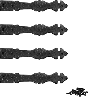 4 Pack 6 inch Faux Decorative Strap Hinge Black Decorative Strap Hinge Wrought Iron Strap Barn Door Strap Hinges Wrought Iron Hinges Shutter Hinges The Iberian Series by Borderland Rustic Hardware