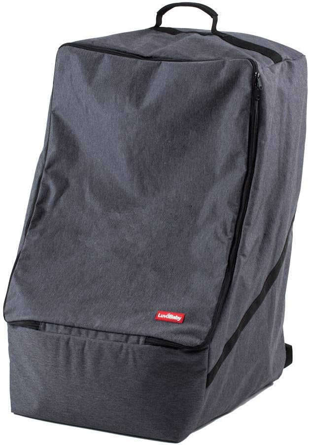 Premium Car Seat Travel Bag for Air Travel - Padded Carseat Backpack for Airplane Gate Check in - Denim Color