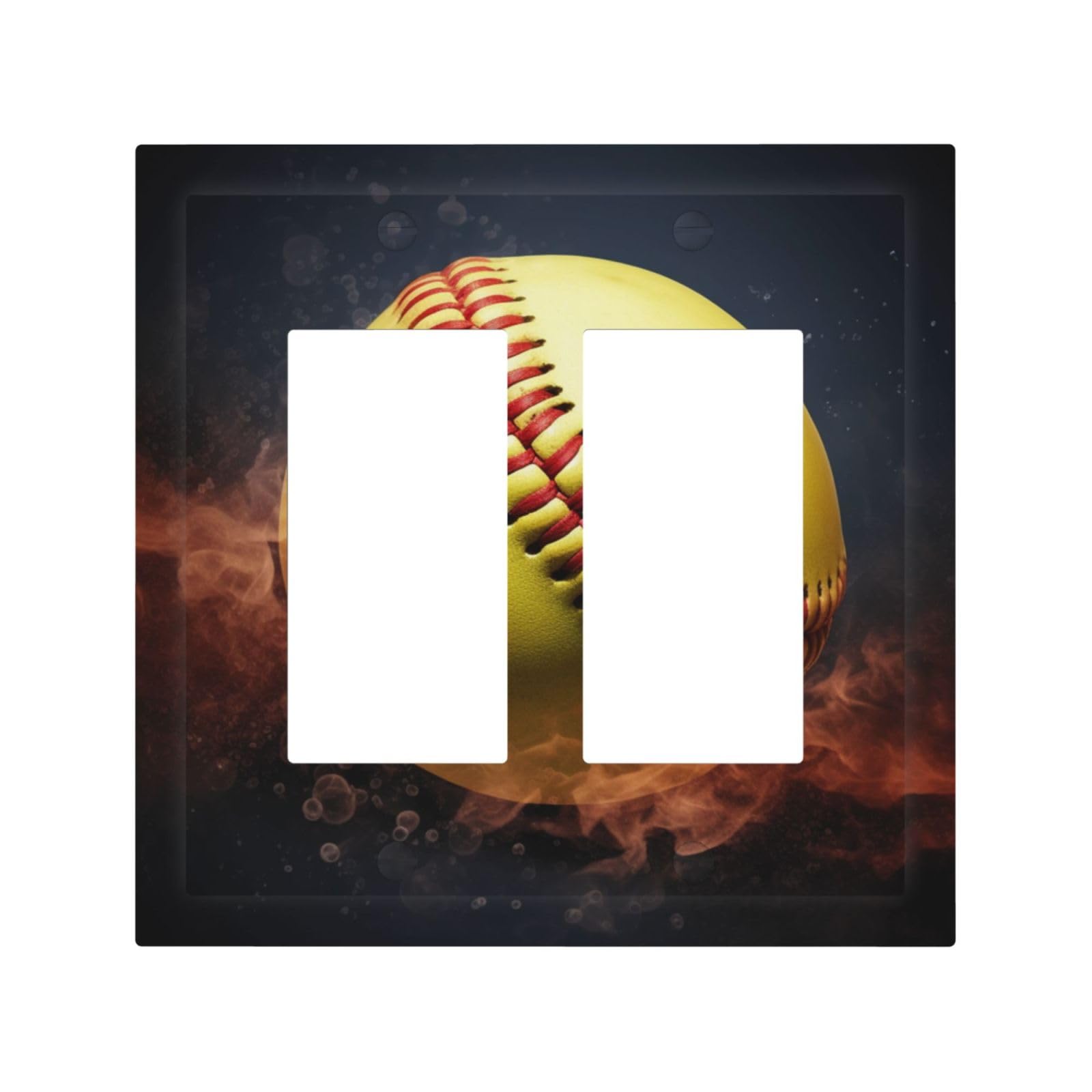 Kloph Style H Decorator Double Toggle Light Switch Covers Softball Wall Plate 2-Gang Mid Size 5" X 4.9" Double Toggle Switch Wallplate Decorative 2 Gang Wall Switch Plate Covers