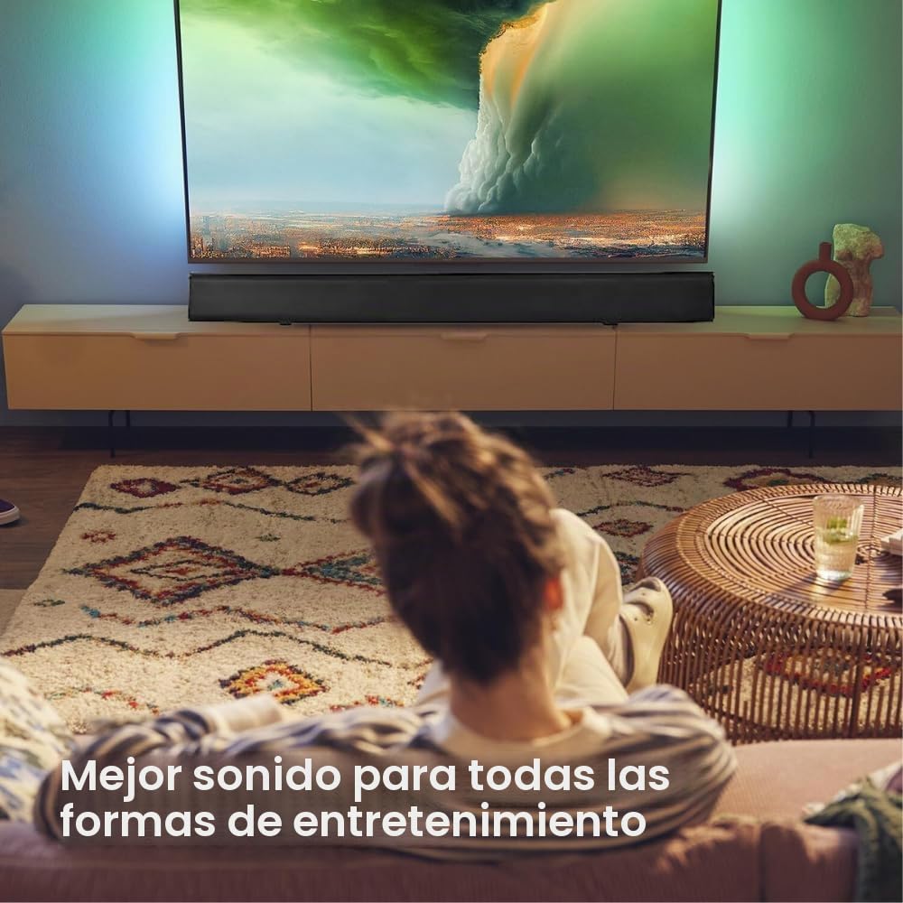 SALORA SBO680 Barra de Sonido Bluetooth para TV 2.1 Canales Bluetooth 5.0, Altavoces para Proyector y Pequeño, Subwoofer Integrado, Soundbar Home Cinema TV, HDMI ARC, USB, AUX, Indicadores LED