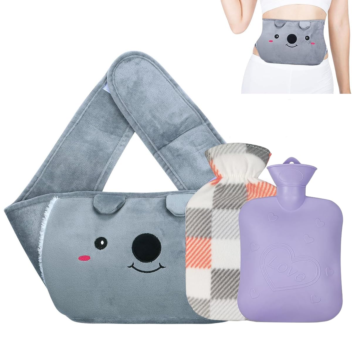 HANNEA® Hot Water Bag with Plush Cover and Waist Wrap Belt Refillable Hot Water Bag Anti-leakage PVC Hot Water Bag Period Pain Relief Hot Water Bag, Relieve Cramp Relief, Back Pain (B0CCVPSSDR) Amazon Price History, Amazon Price Tracker