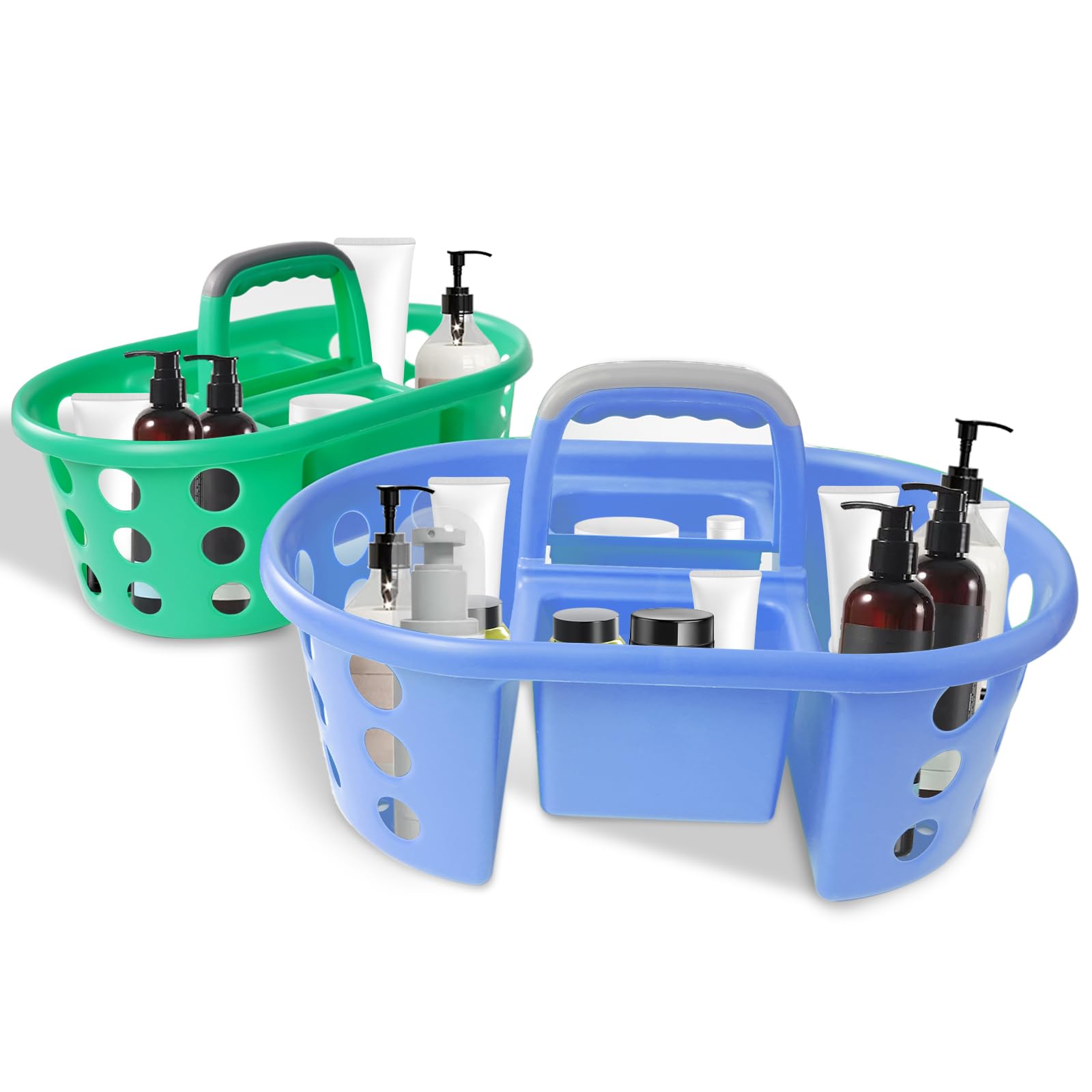 SIMPLYKLEEN Large Shower Caddy Portable 2PC - Made in USA Plastic Jumbo Size Dorm Storage Candy Tote with