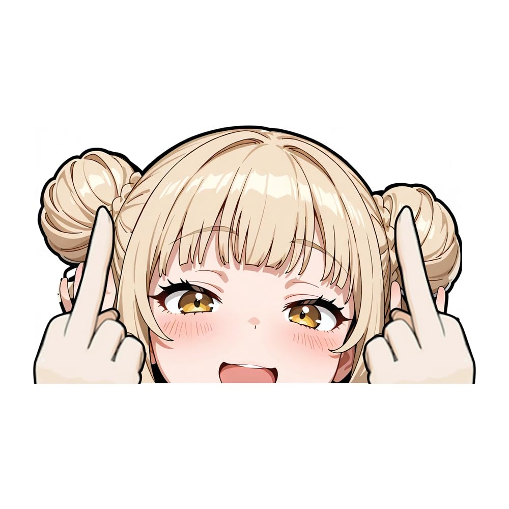 EARLFAMILY 5.1'' Cartoon Car Sticker for Yellow Hair Funny Moves Hero Girl Anime Peeker Hentai Chibi Peek Anime Vinyl Stickers JDM Window Trunk Bumper Decal