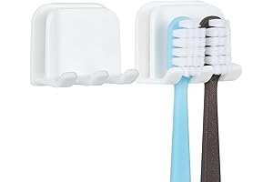 2 Pack Toothbrush Holders Wall Mounter Toothbrush Holders for Bathroom Self-Adhesive Easy Clean