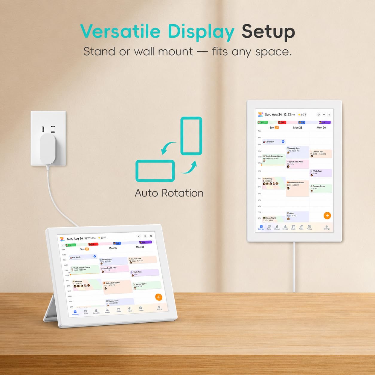 Westsee Calendario digitale da 10,1 pollici, calendario interattivo touch screen elettronico, planner intelligente per la famiglia, per programmi, visualizzazione foto, pasti, tabella delle faccende e