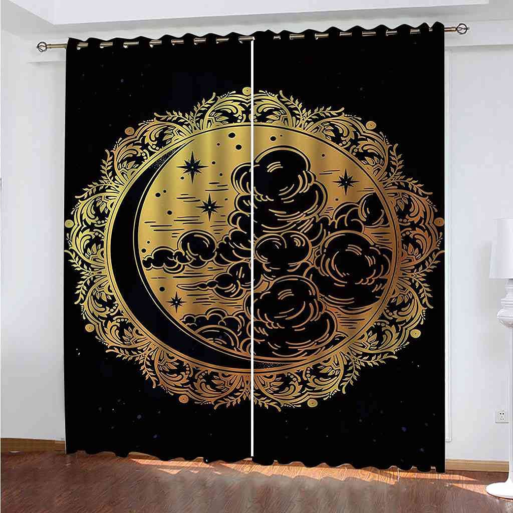 Rideaux occultants occultation totale 3D lune nébuleuse contre le bruit